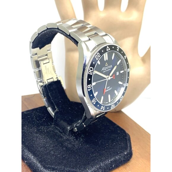 Alpina Alpiner GMT AL-247NB4E6B - YouTube Alpina Mens Watch AL247X4E6 Alpiner GMT Swiss Quartz Blue Dial Silver Steel 42mm